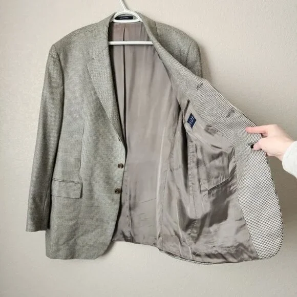 RALPH LAUREN VINTAGE houndstooth silk wool blazer Sport Coat heritage quiet luxu